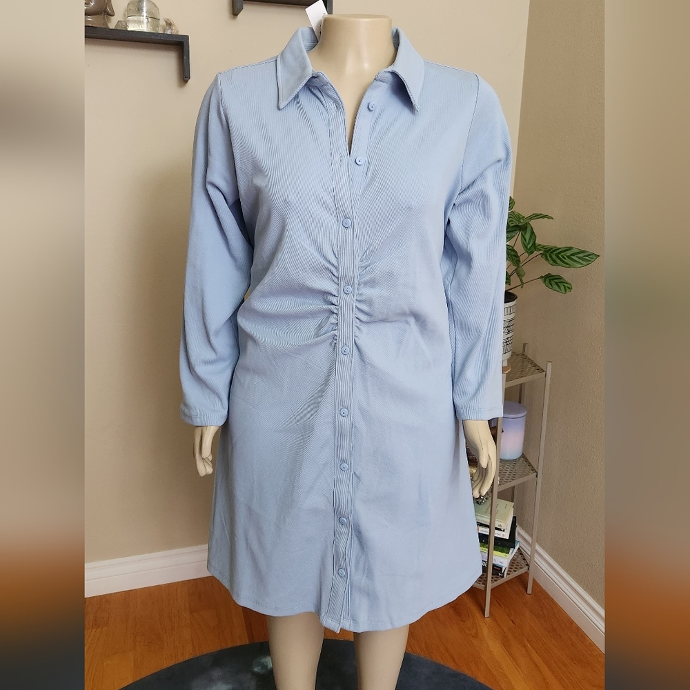 BABY BLUE RETRO SHIRT DRESS